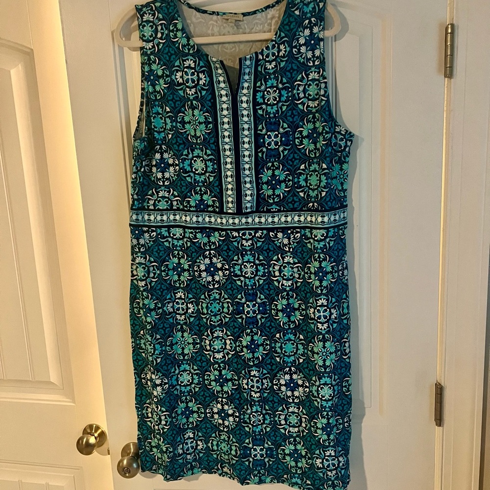 Talbots Dress XL teal and blue